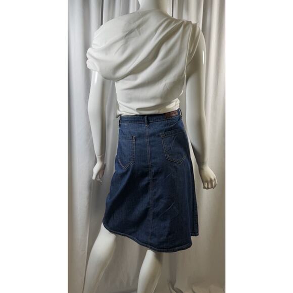 ABS Button Knee Length Denim Skirt, Indigo Denim, Sz: 30, 64-55 - Picture 4 of 16